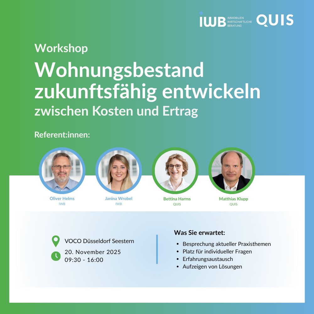 Workshop Wohnungsbestand zukunftsfähig entwickeln am 20.11.2025 in Düsseldorf