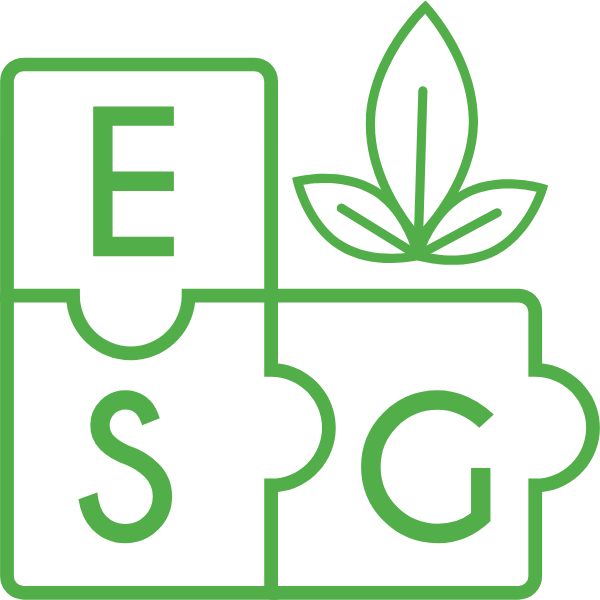 Visualisierung eines grünen Puzzles mit den Buchstaben E, S, G und einem Blatt, das ESG-konforme Mietstrategien symbolisiert.